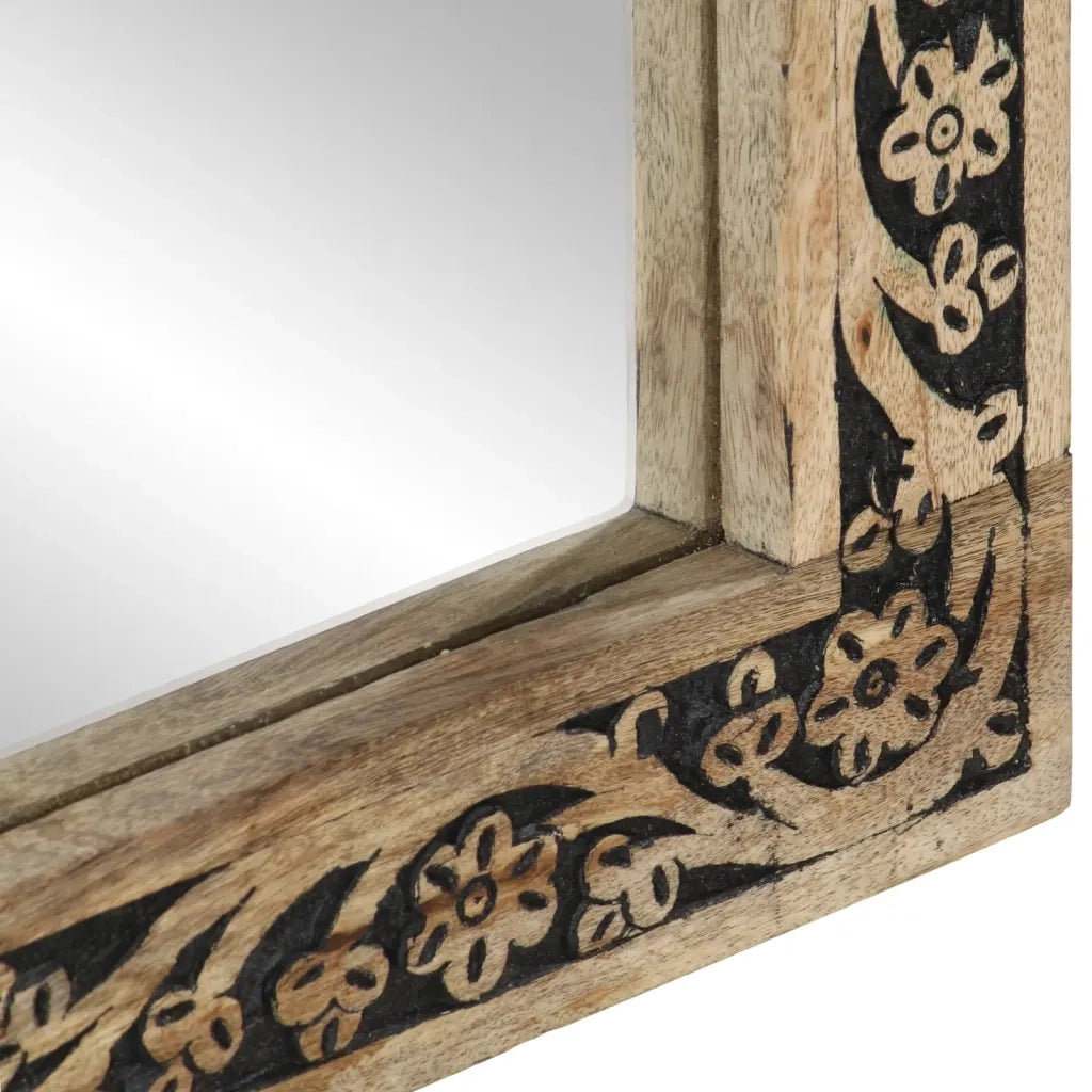 Specchio da Bagno 50x70x2,5 cm Legno Massello di Mango e Vetro 358243