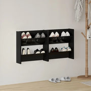 Scarpiere a Muro 2pz Nero Lucido 60x18x60cm Legno Multistrato 806736