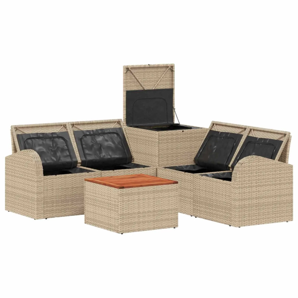 Set di divani 6 pz Beige e Bianco Crema 3447202