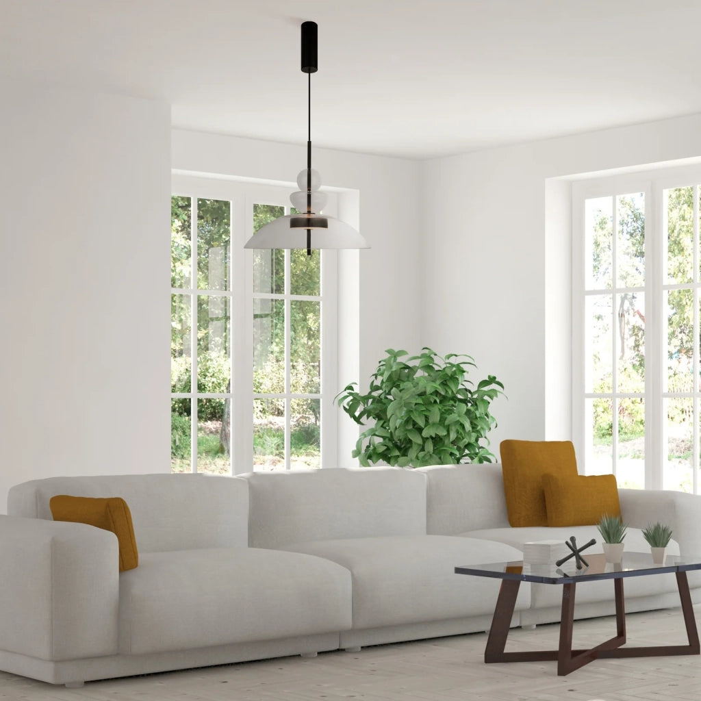Maytoni Lampadario moderno Bangkok 1 luce LED integrato nero metallo trasparente vetro