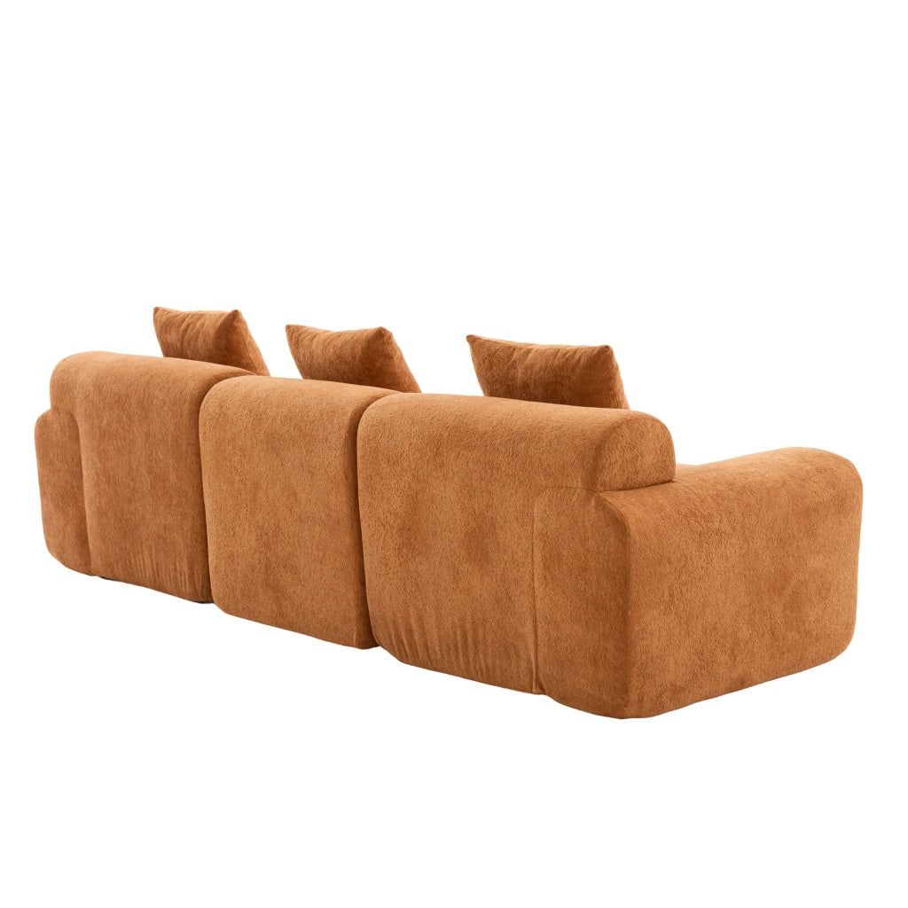 Divano Angolare Modulare con Poggiapiedi ¨C MINIMAL ¨C 3 Posti, Arancione, Memory Foam, 268x102x78 cm