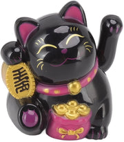 Gatto Fortunato con Braccio Mobili - Nero - Decorazione Cinese - Per Casa e Auto - Plastica
