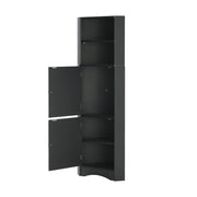 Mobile bagno angolare con vani aperti - per bagno - in truciolare - 36.5×36.5×155 cm - nero