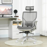 Sedia da ufficio ergonomica con poggiatesta e schienale reclinabile a 3 posizioni in schiuma grigia 67 × 65 × 120-128 cm