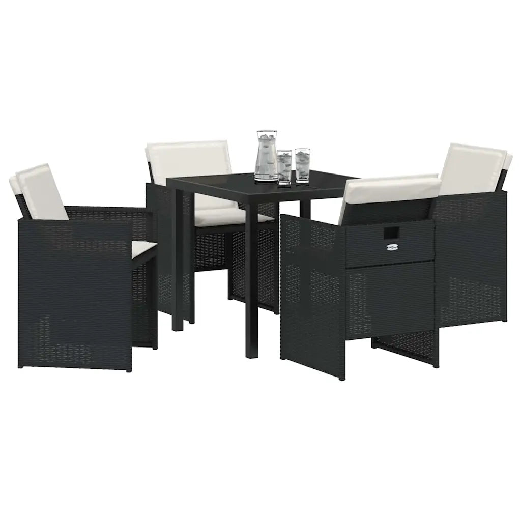 Set da Pranzo per Giardino 5 pcs Nero polyrattan 3380589