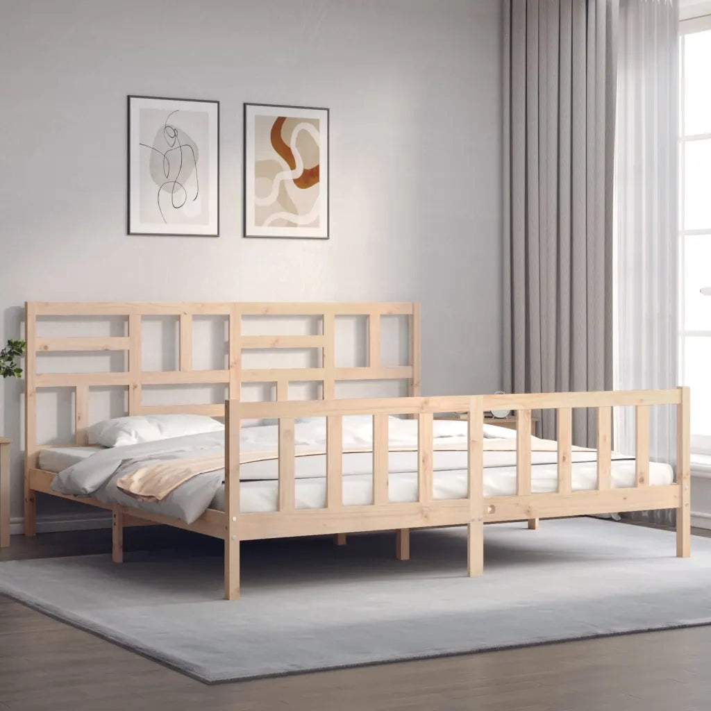 Giroletto senza Materasso-Struttura Letto 200x200 cm in Legno Massello di Pino 531599