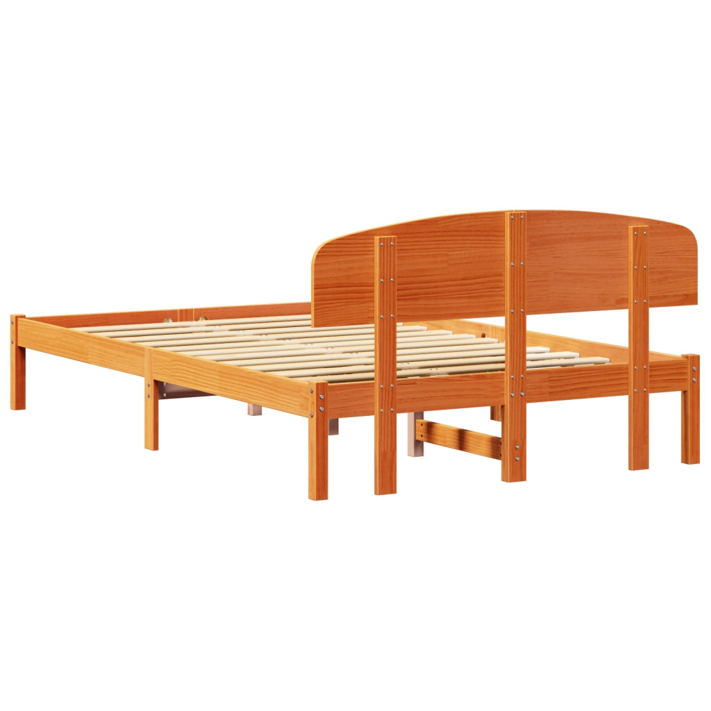 Struttura Letto con Testiera Marrone Cerato 120x200 cm Legno Massello di Pino