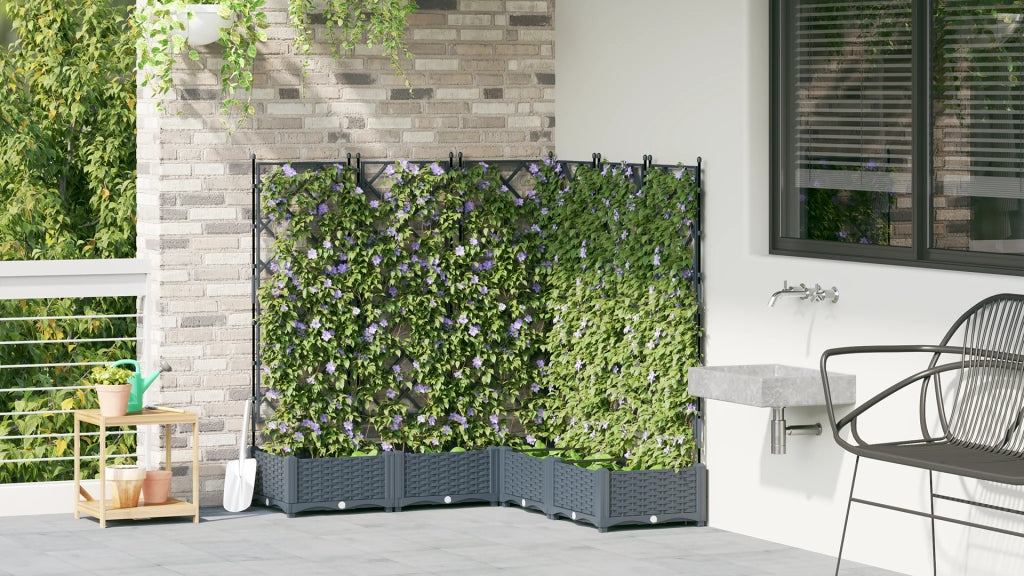 Vaso da Giardino con Trellis 5 pz Grigio Chiaro 120x120x125.5 cm