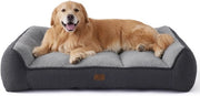Letto per cani lavabile per grandi cani - 122x89cm divano per cani impermeabile con morbido Sherpa pelo, cuscino antiscivolo per cani in grigio scuro