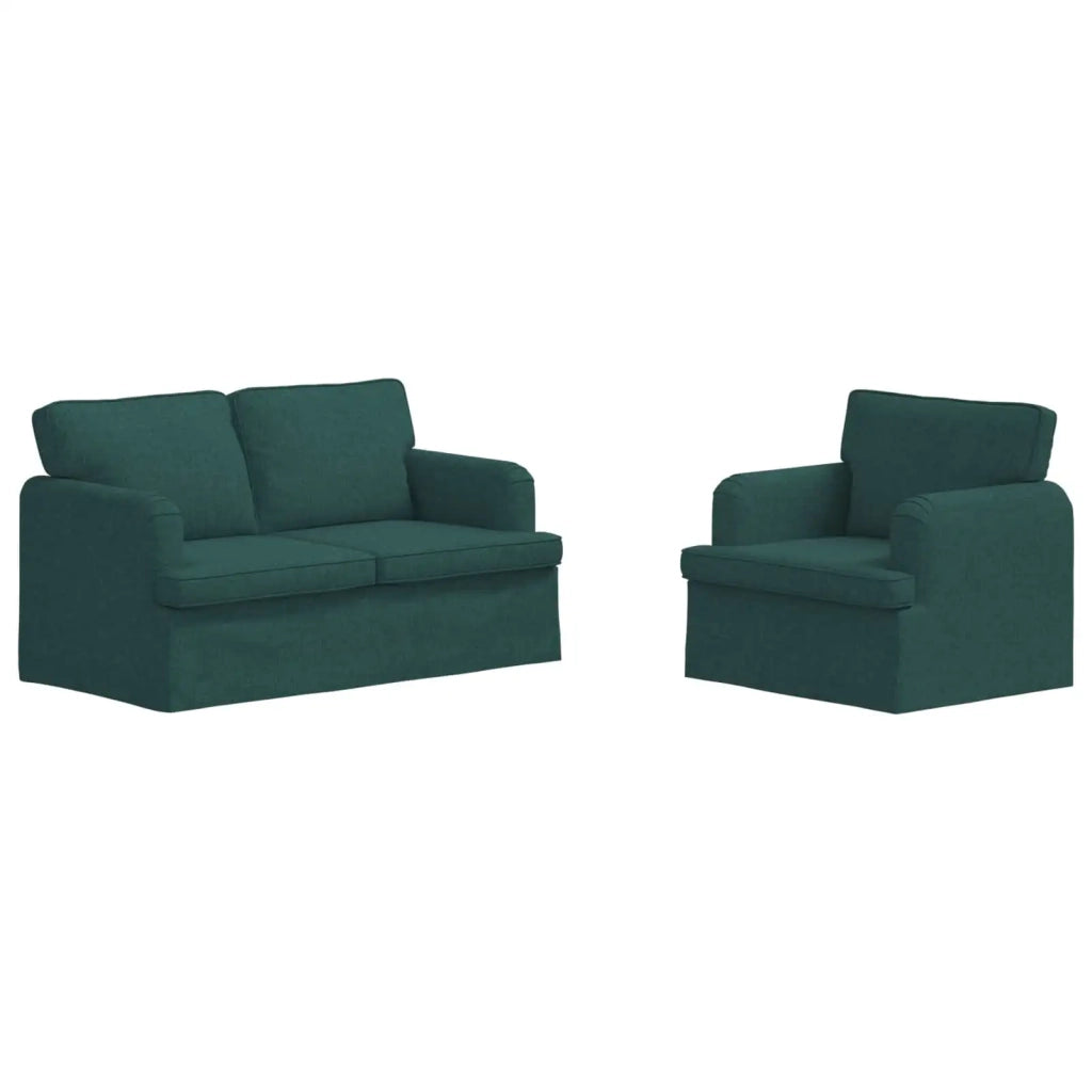 Set di divani 2 pcs Verde Scuro 144 x 80 x 85 cm Tessuto
