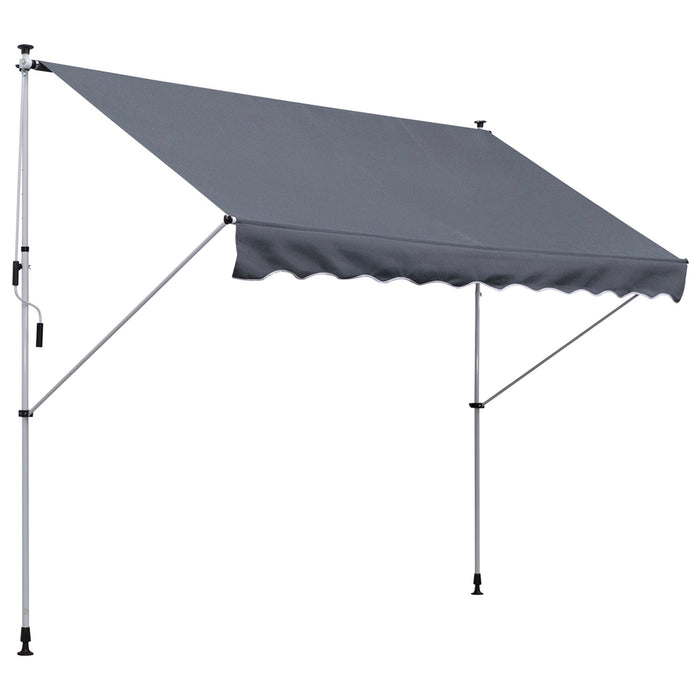 Tenda da Sole a Muro 300x150 cm in Metallo e Poliestere Grigio