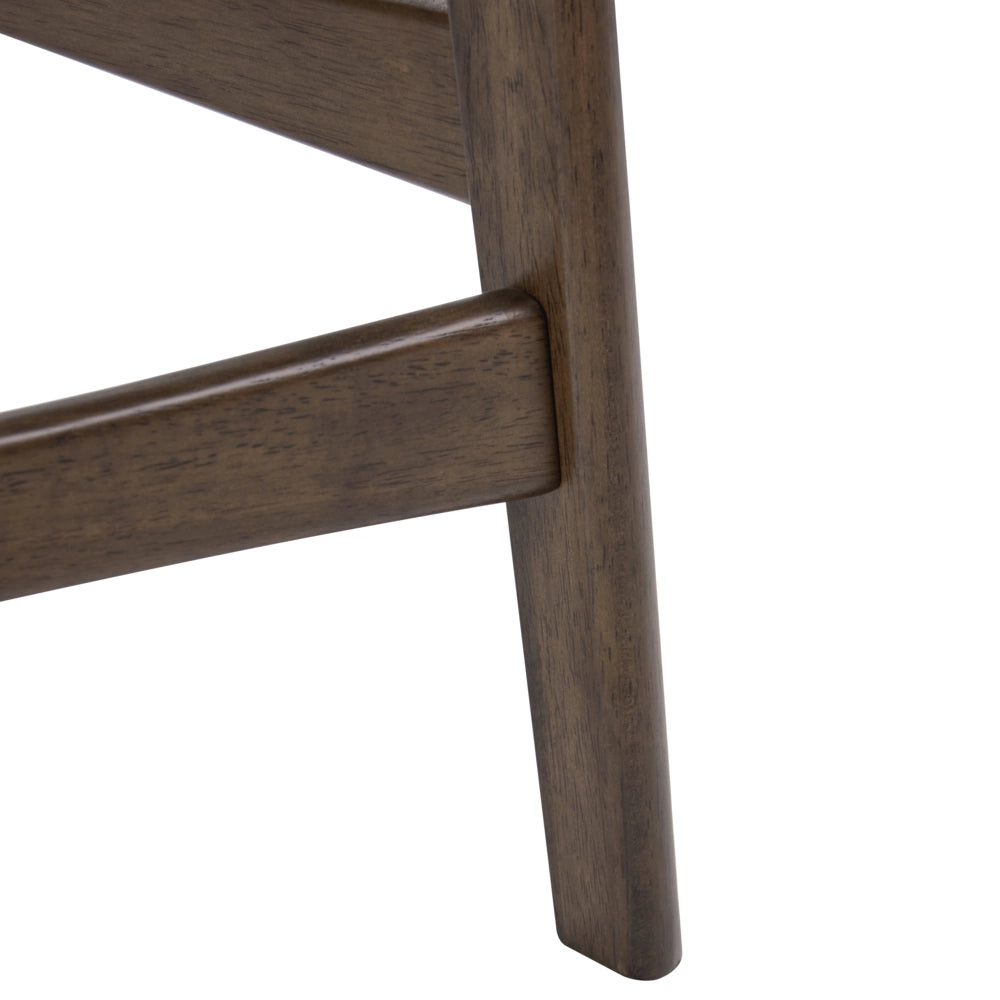 Set di 2 sedie da bar in bouclé di poliestere marrone e bianco sporco, con gambe in legno di gomma stile retrò tradizionale
