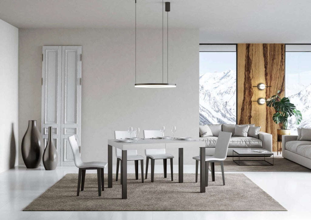 Tavolo allungabile 90x120/224 cm Every Bianco Frassino telaio Antracite