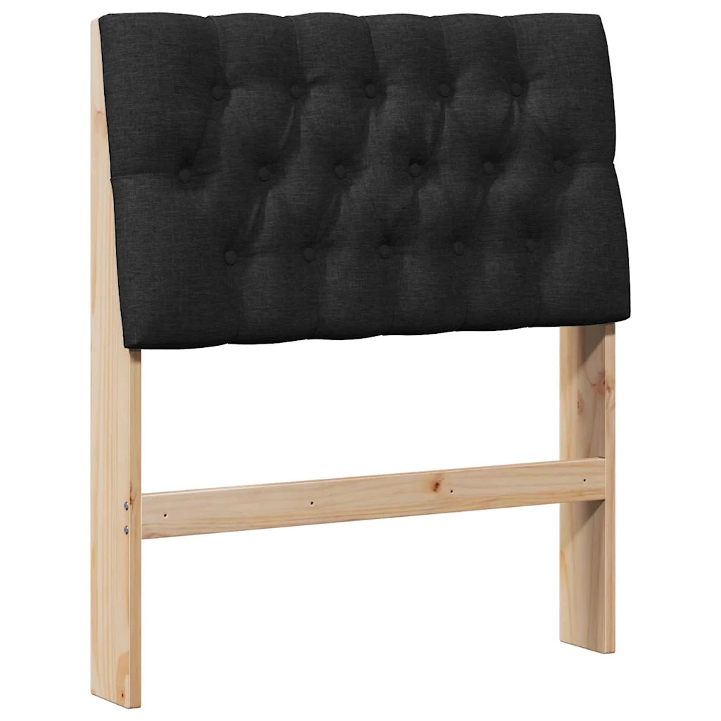 Testiera imbottita Nero 75 cm Pino massello 879371