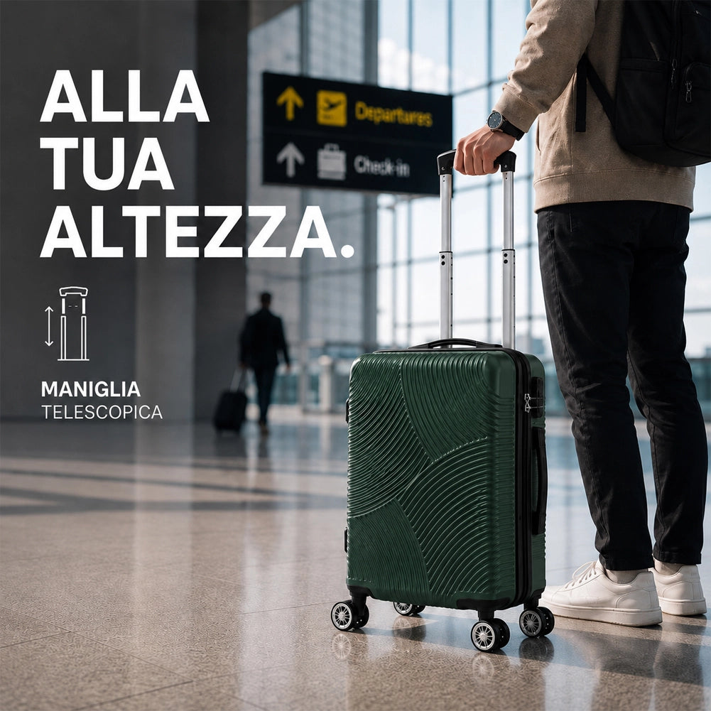 Valigia Bagaglio a Mano 55x40x20 cm Verde Trolley Ortega Adatto Ryanair Easyjet