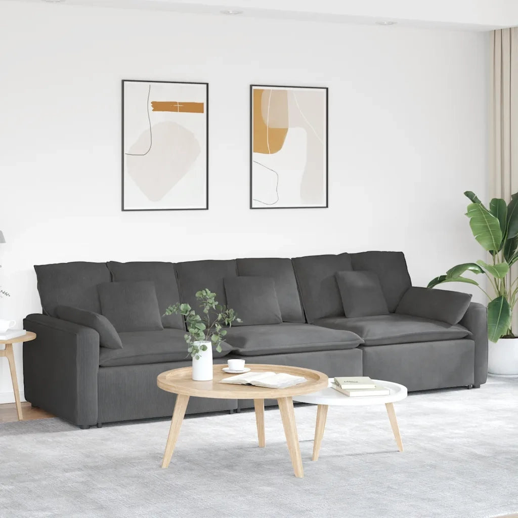 Divano Modulare con Cuscini Grigio Scuro