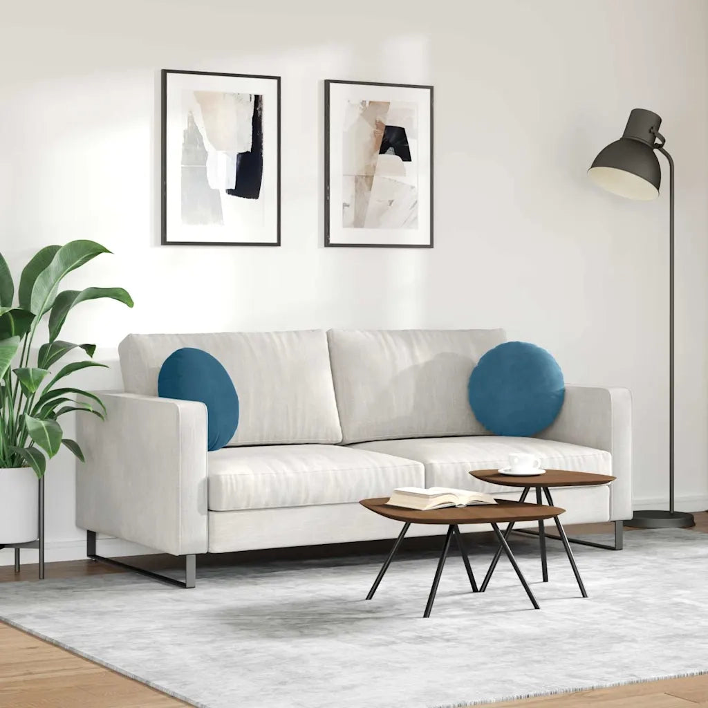 Cuscini per Seduta 2 pcs Blu Ø 40 x 13 cm Velluto 42014136