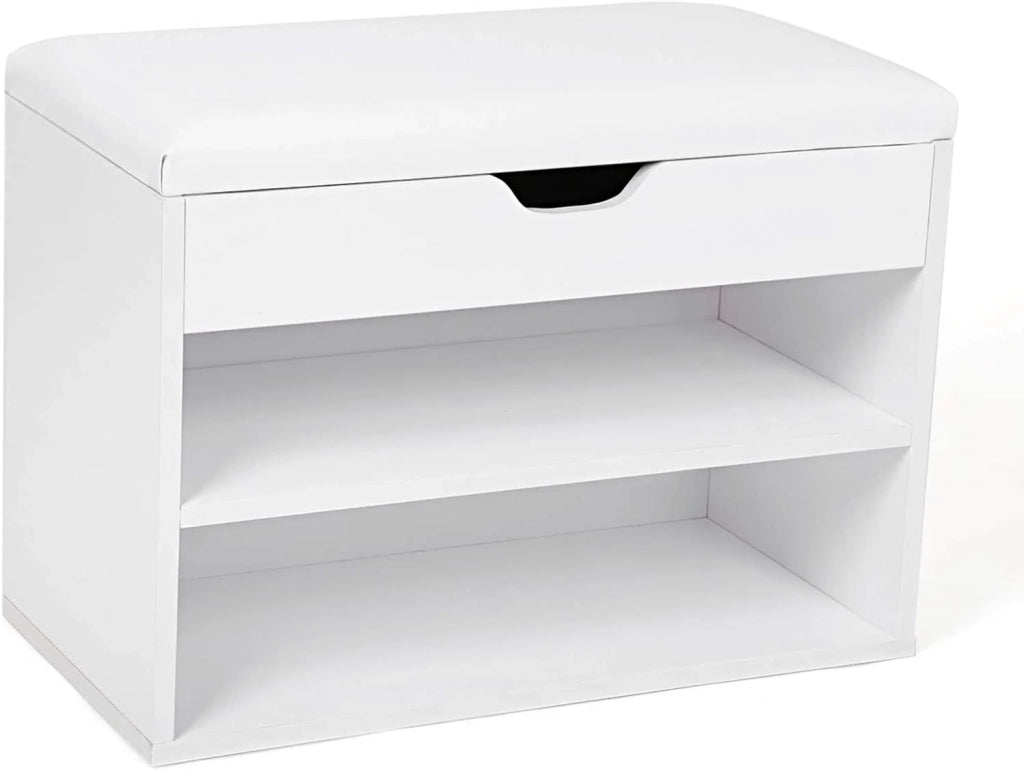 Panca scarpiera mobile da ingresso 60 x 30 x 44 cm capacità per 6 paia di scarpe bianco 12_0000214