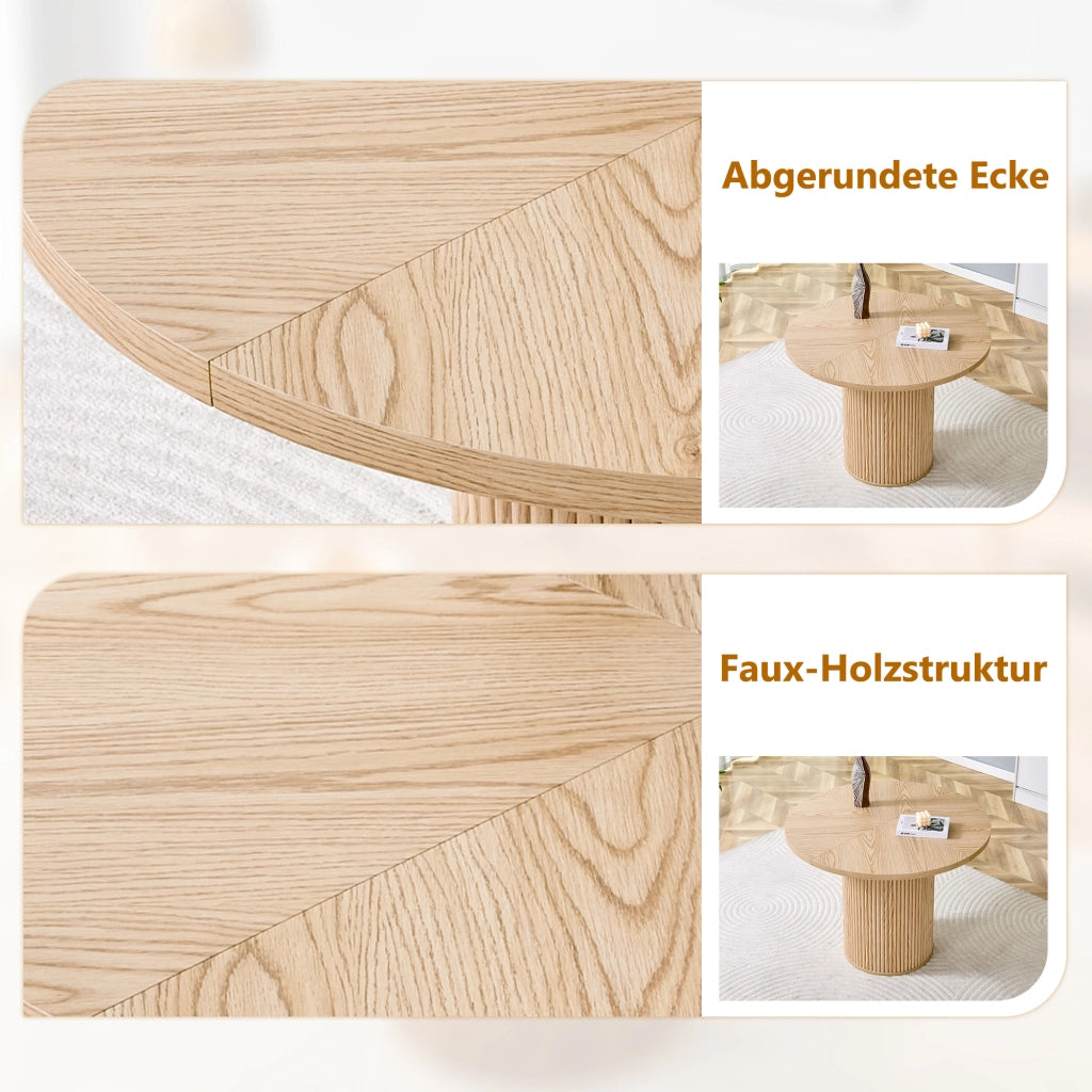 Tavolo da pranzo rotondo in MDF con piano a 4 segmenti e base cilindrica in metallo, per sala da pranzo, 100 cm