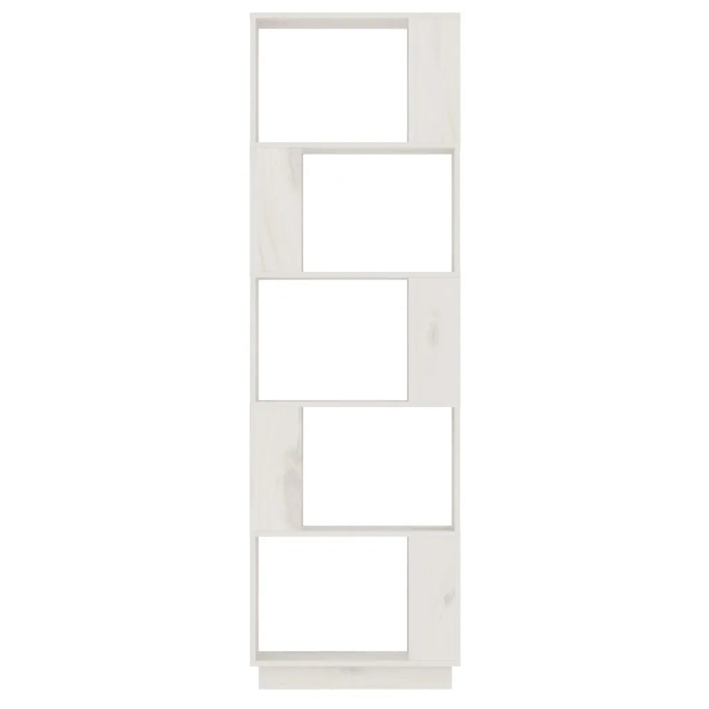 Libreria Divisorio-Scaffale per Libri-Mobile di Stoccaggio Bianco 51x25x163,5 cm Legno Massello di Pino