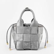 Borsa a tracolla da donna in vera pelle, stile vintage, grigia.