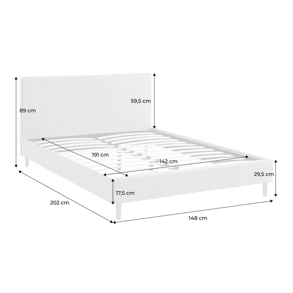 Struttura letto con rete a doghe e testiera 140x190cm, tessuto