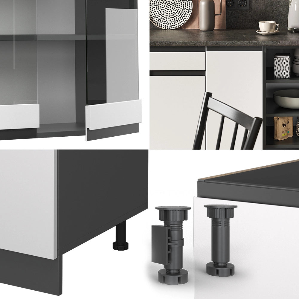 Vicco Cucina componibile Bianco/antracite 240 cm Forma a J