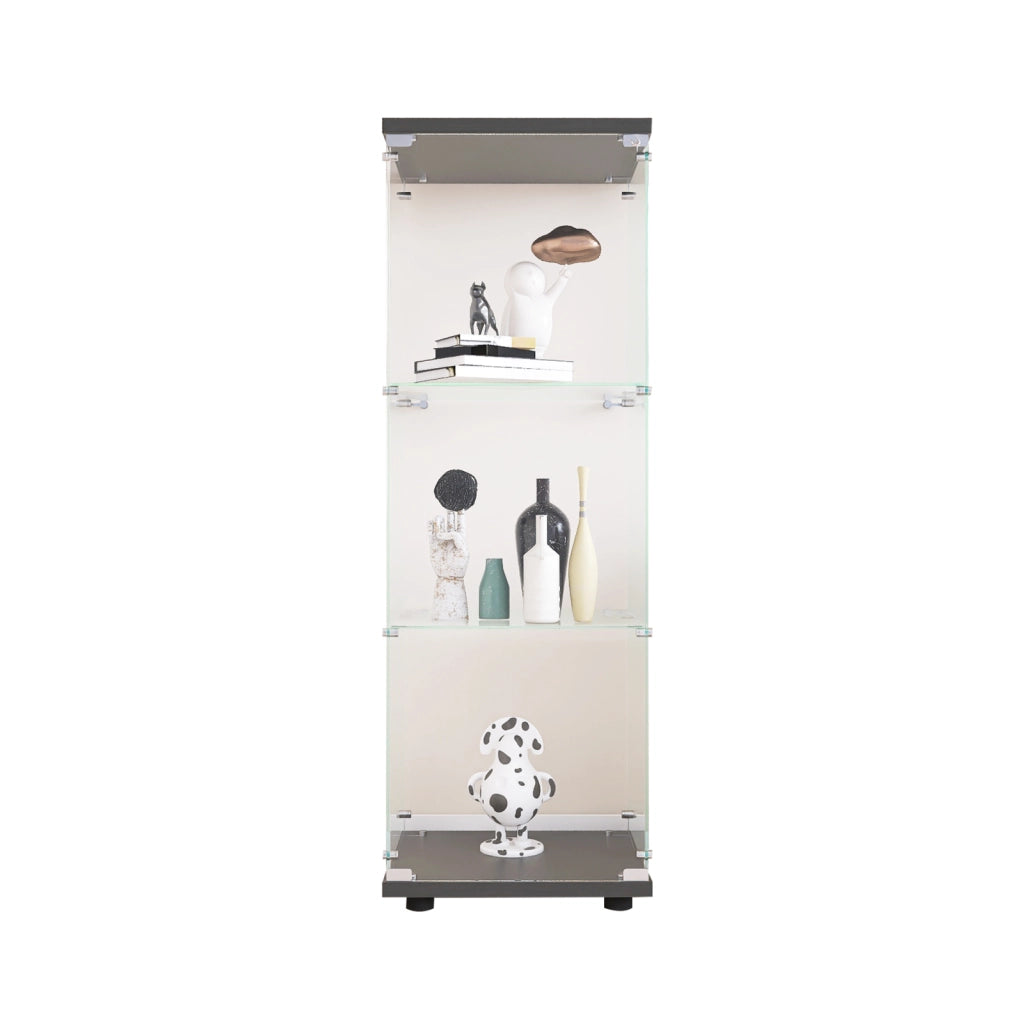 Vetrina espositiva in vetro con serratura, struttura nera, 42,4x36,3x125,2cm, mobile espositore per collezioni e modellini