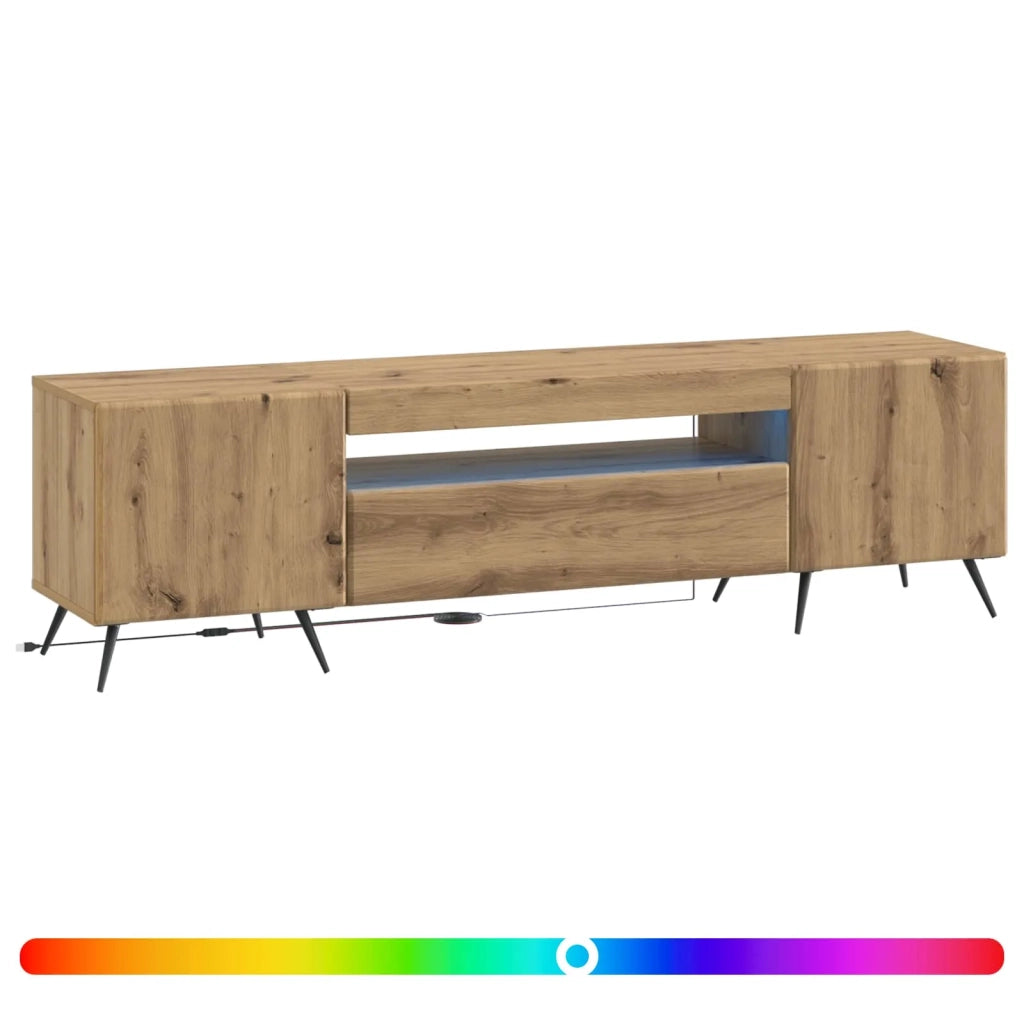 Mobile TV LED Rovere Artigianale Legno ingegnerizzato 897574