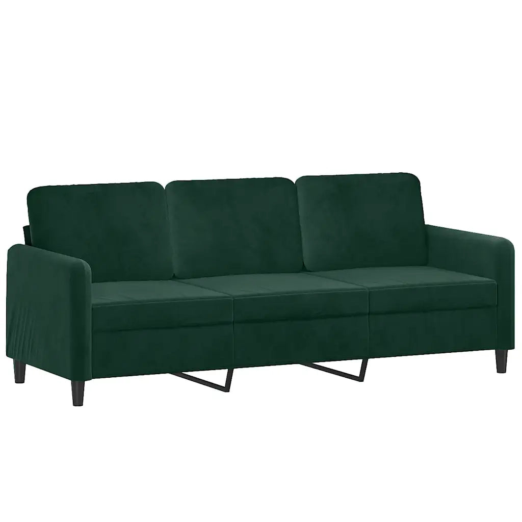 Divano a 3 Posti con Cuscini Verde Scuro 180 cm in Velluto 3200893