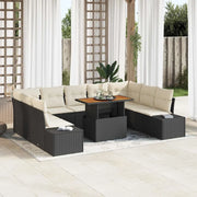 Set da Pranzo per Giardino con cuscino 10 pcs Nero e Crema 3350005