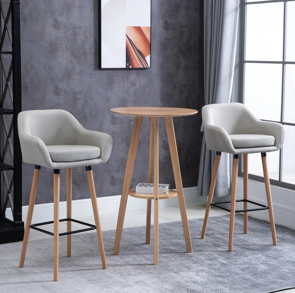 Set di 2 sgabelli da bar 55x48x100 cm con schienale e braccioli in metallo beige