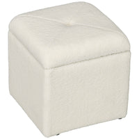 Pouf Contenitore Imbottito Tessuto Teddy 39x39x39 cm Crema