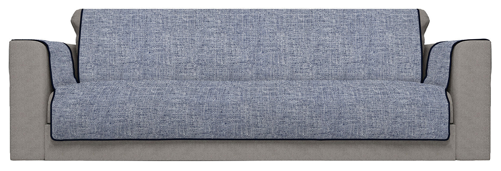Copridivano con Copri Braccioli Seduta 60 cm in Poliestere Blu Scuro