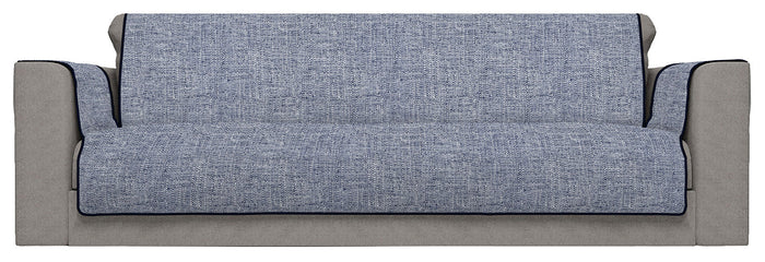 Copridivano con Copri Braccioli Seduta 60 cm in Poliestere Blu Scuro