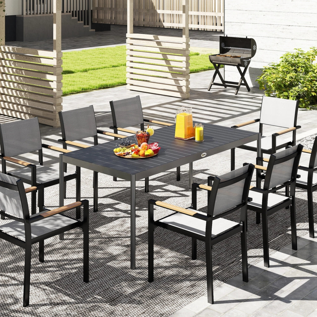 Tavolo da pranzo per giardino ¨C Zephmum ¨C Grigio, metallo, 186x90x74 cm
