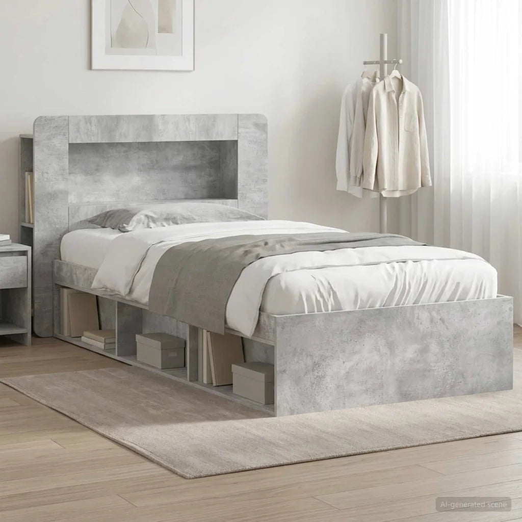 Telaio del letto con storage Grigio Cemento 100 x 200 cm 3433448