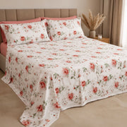 Salineso, set Completo Letto Matrimoniale in Raso, Rosso