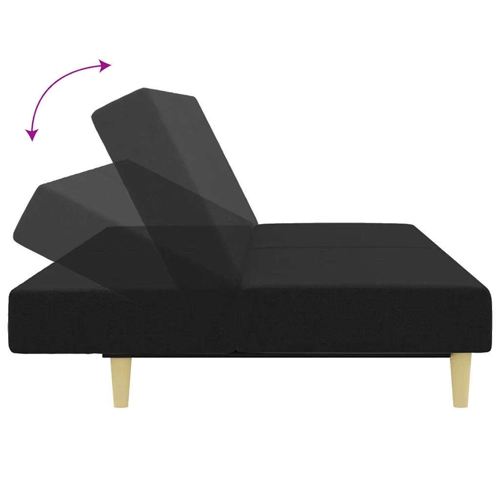 Divano Letto a 2 Posti con Poggiapiedi-Sofa Letto 2 Posti-Daybed Nero in Tessuto 246203