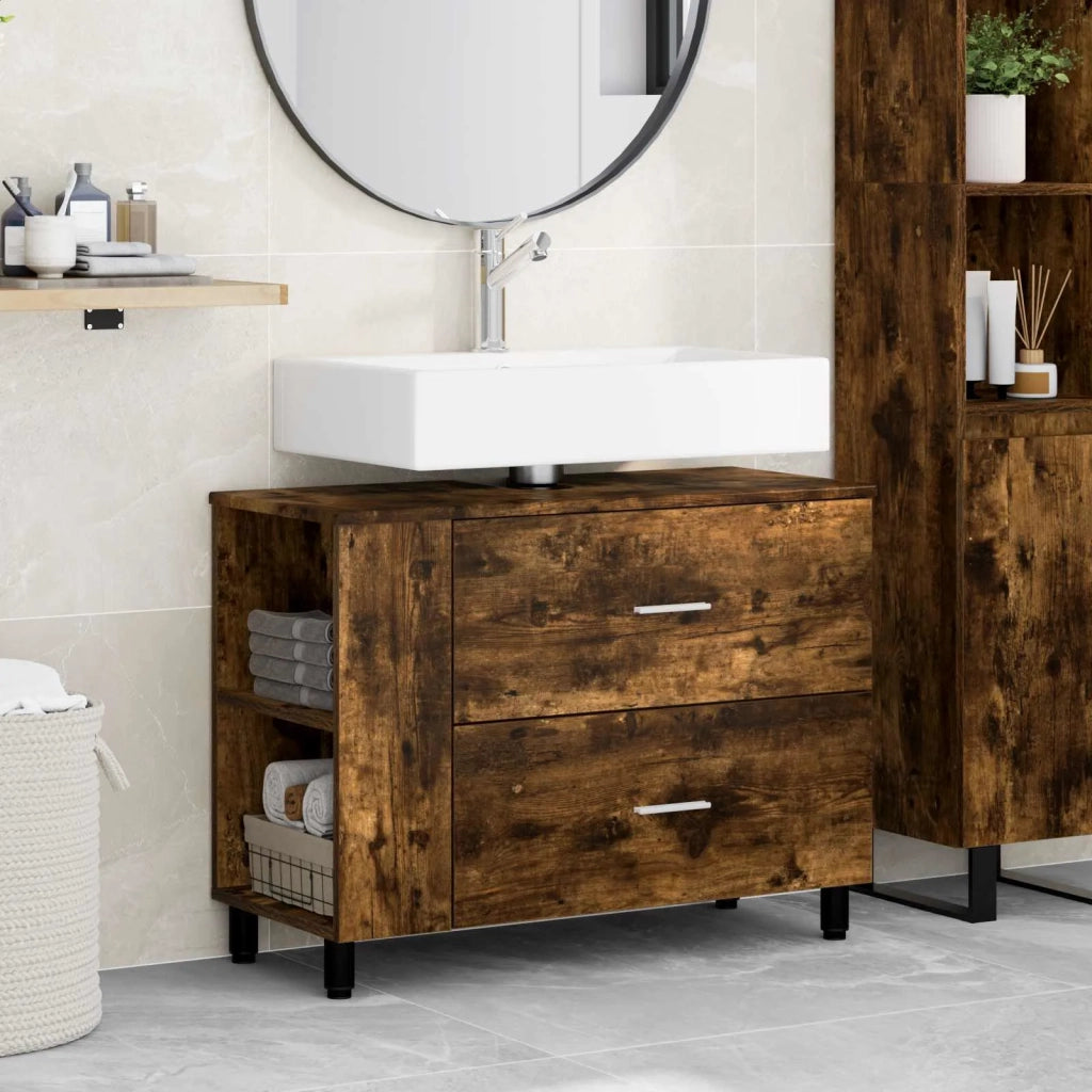 Mobiletto da bagno Rovere Fumo 80 x 35 x 60 cm 889390