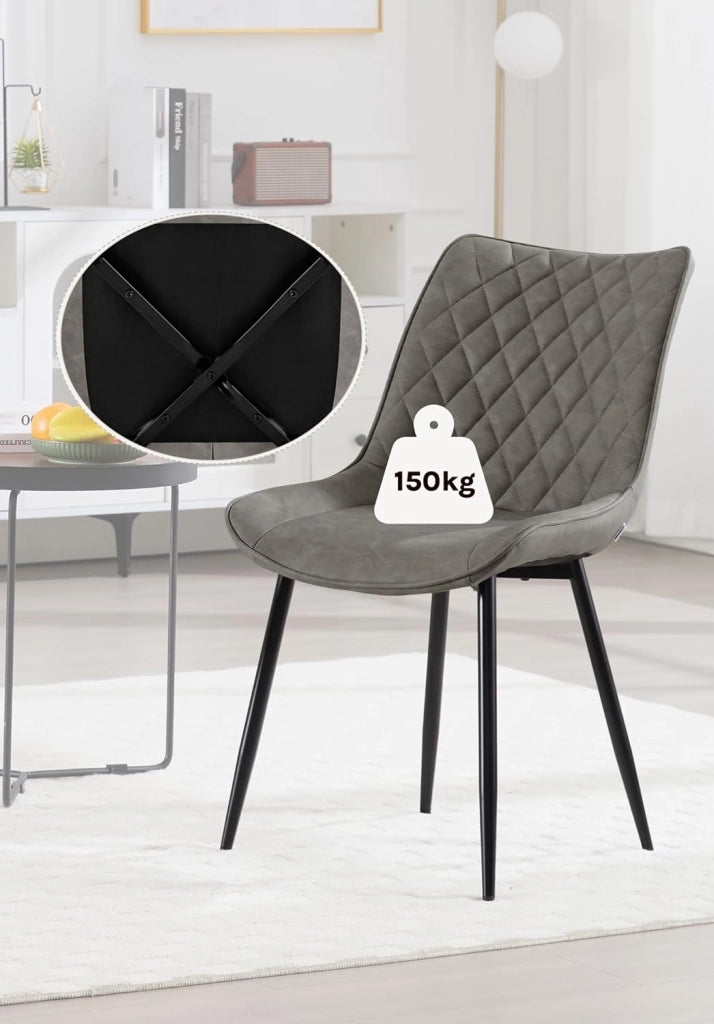 set di 6 sedie sala da pranzo sedie cucina moderne sedie imbottite Adatte per Sala Pranzo, Soggiorno, Camera da Letto Estetica in Ecopelle Grigio scuro Metallo BH210dgr-6