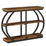 Consolle con 3 ripiani - per ingresso e soggiorno - in metallo e legno - 105×24×80 cm - marrone
