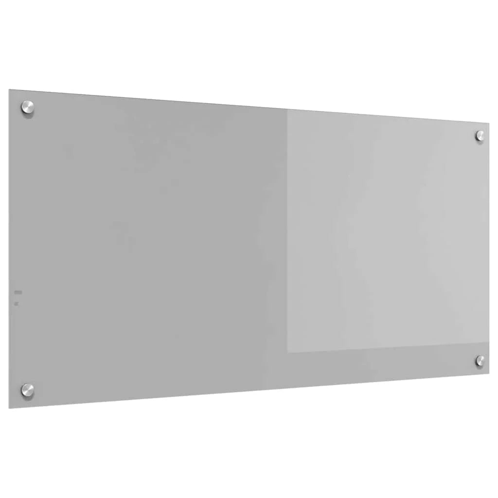 Paraschizzi moderno per cucina 100 x 50 cm resistente con 4 fori preforati in vetro temperato grigio chiaro 02_0058445