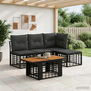 Set Divano da Giardino 5 pz Nero e Grigio scuro polyrattan 3437853