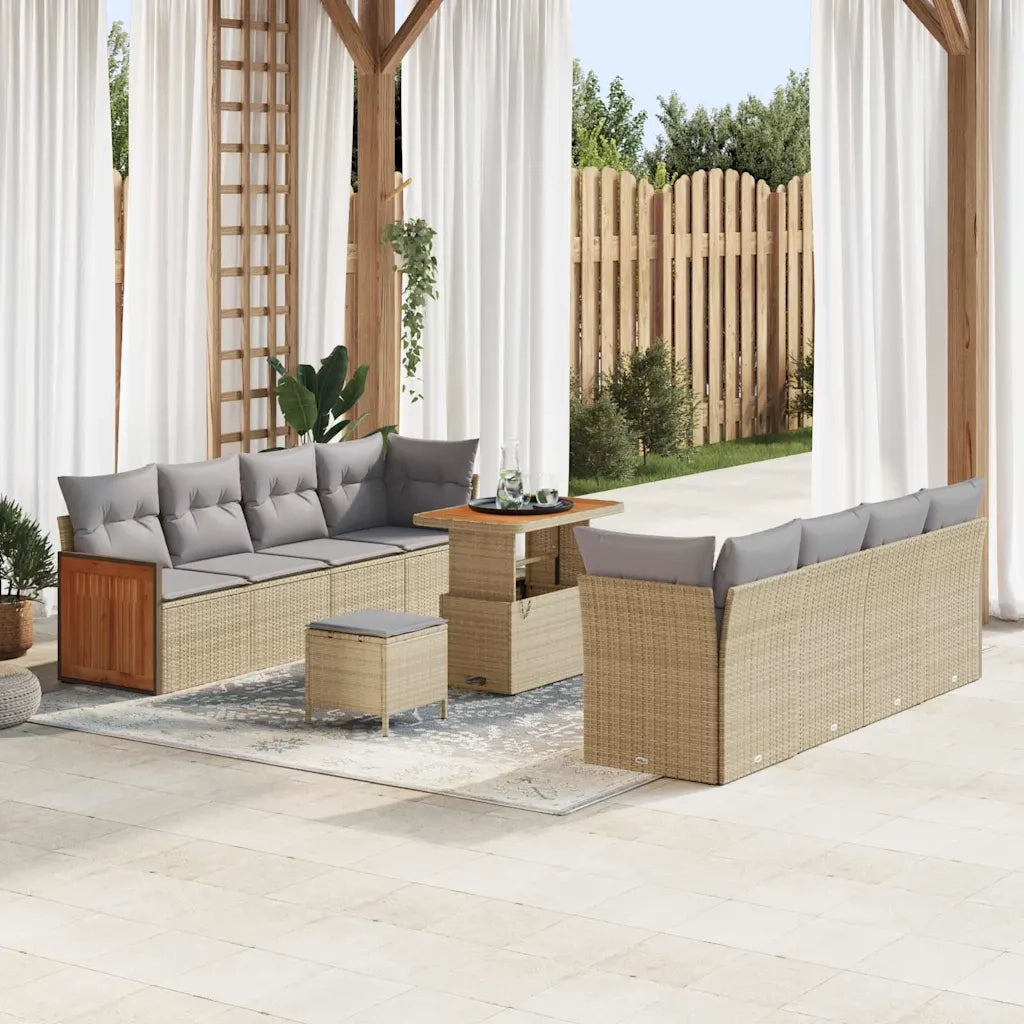 Set Divano da Giardino 12 pcs Beige e Grigio Chiaro polyrattan 3365232