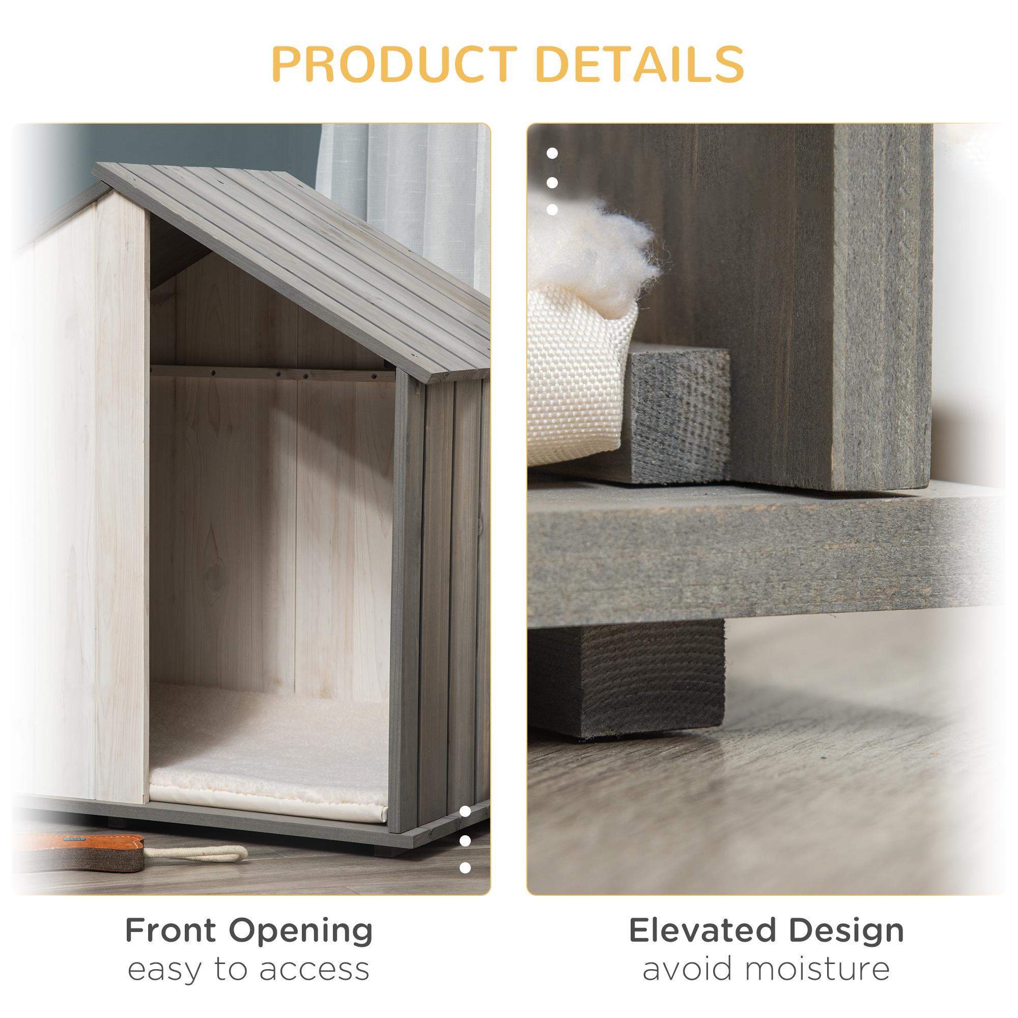 Cuccia per Cani a Casetta 83,5x54x82,5 cm in in Legno di Pino Grigio e Bianco