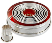 Set di stampi a forma di biscotto in acciaio inossidabile, rotondi e ondulati, 9 pezzi, diametro 5,0-14,1 cm, confezionati in una scatola di metallo.