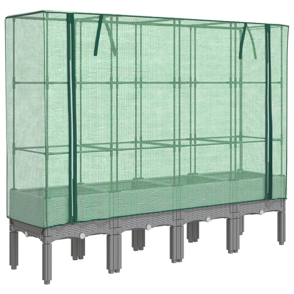 Fioriere | Cassetta per fiori | Letto Rialzato con Copertura Serra Effetto Rattan 160x40x140 cm