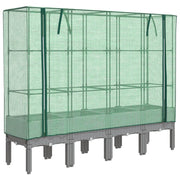 Fioriere | Cassetta per fiori | Letto Rialzato con Copertura Serra Effetto Rattan 160x40x140 cm