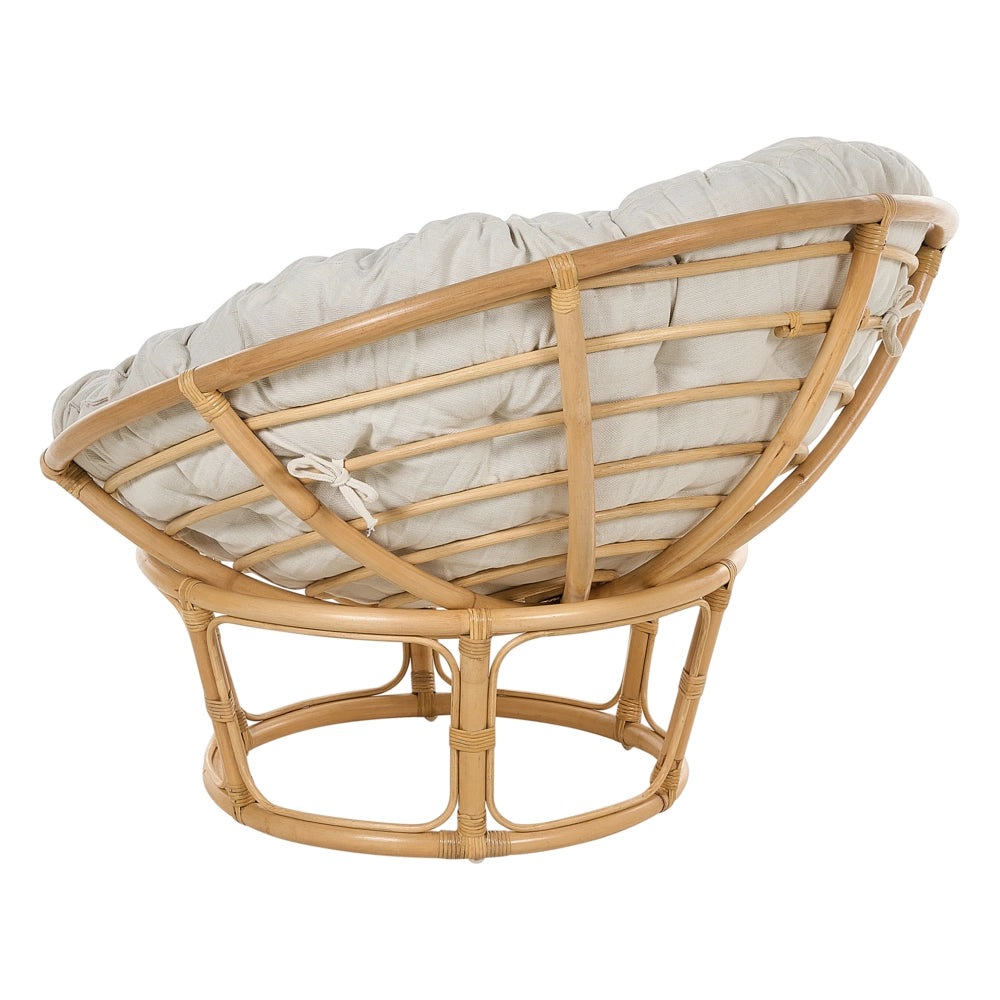 Sedia in rattan naturale Cuscini in cotone beige chiaro Resistenza media Interni Esterni Stile Boho Giardino Patio Balcone